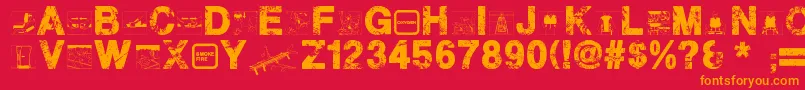 PlaneCrash-Schriftart – Orangefarbene Schriften auf rotem Hintergrund