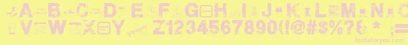 PlaneCrash-fontti – vaaleanpunaiset fontit keltaisella taustalla