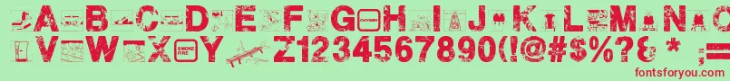 PlaneCrash Font – Red Fonts on Green Background