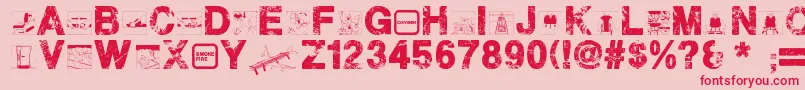 PlaneCrash-Schriftart – Rote Schriften auf rosa Hintergrund