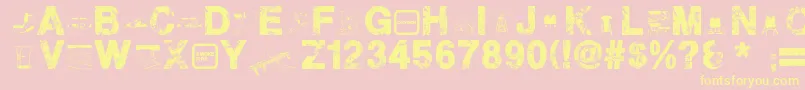 Fonte PlaneCrash – fontes amarelas em um fundo rosa