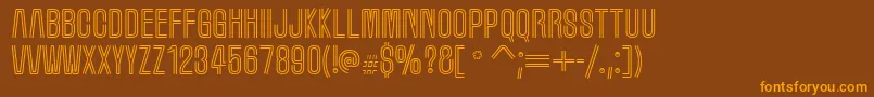 フォントMarqueem – オレンジ色の文字が茶色の背景にあります。