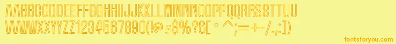 フォントMarqueem – オレンジの文字が黄色の背景にあります。