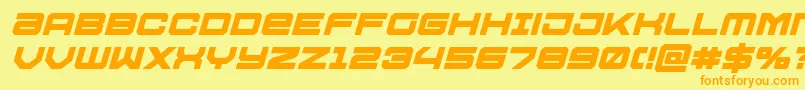 フォントUssdallasboldital – オレンジの文字が黄色の背景にあります。