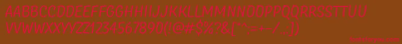 フォントTtMastersDemoBirdsRegular – 赤い文字が茶色の背景にあります。