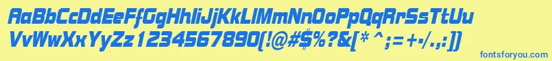 BolstercondensedItalic Font – Blue Fonts on Yellow Background