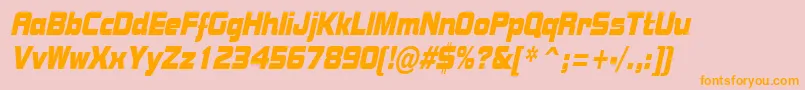 BolstercondensedItalic-Schriftart – Orangefarbene Schriften auf rosa Hintergrund
