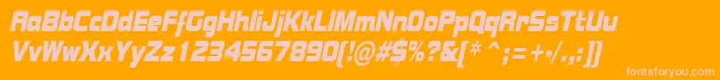 BolstercondensedItalic-Schriftart – Rosa Schriften auf orangefarbenem Hintergrund