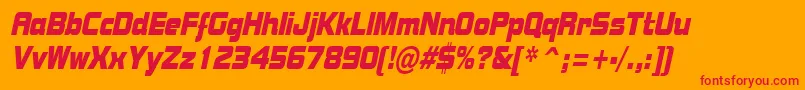 BolstercondensedItalic-Schriftart – Rote Schriften auf orangefarbenem Hintergrund