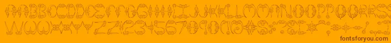 Claw1Brk-Schriftart – Braune Schriften auf orangefarbenem Hintergrund