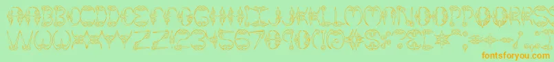 Claw1Brk-Schriftart – Orangefarbene Schriften auf grünem Hintergrund