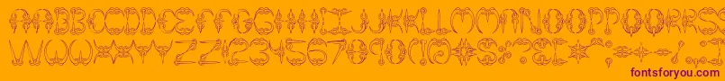 Claw1Brk-Schriftart – Violette Schriften auf orangefarbenem Hintergrund