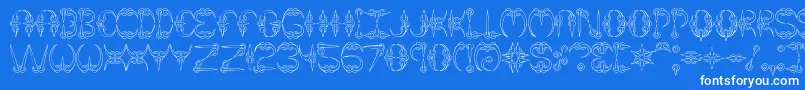 Claw1Brk-Schriftart – Weiße Schriften auf blauem Hintergrund