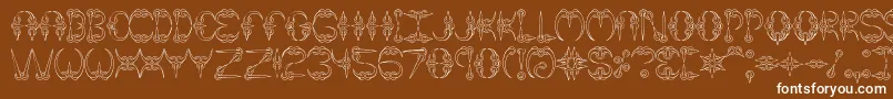 フォントClaw1Brk – 茶色の背景に白い文字