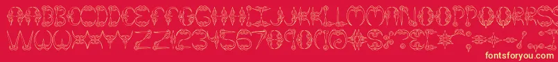 Claw1Brk Font – Yellow Fonts on Red Background