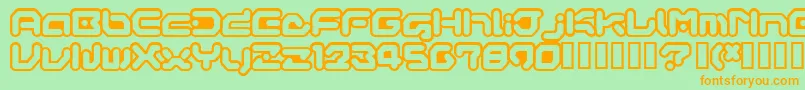 フォントGameboyGamegirl – オレンジの文字が緑の背景にあります。