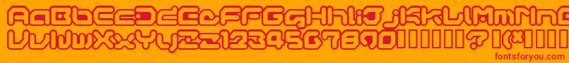 GameboyGamegirl-Schriftart – Rote Schriften auf orangefarbenem Hintergrund