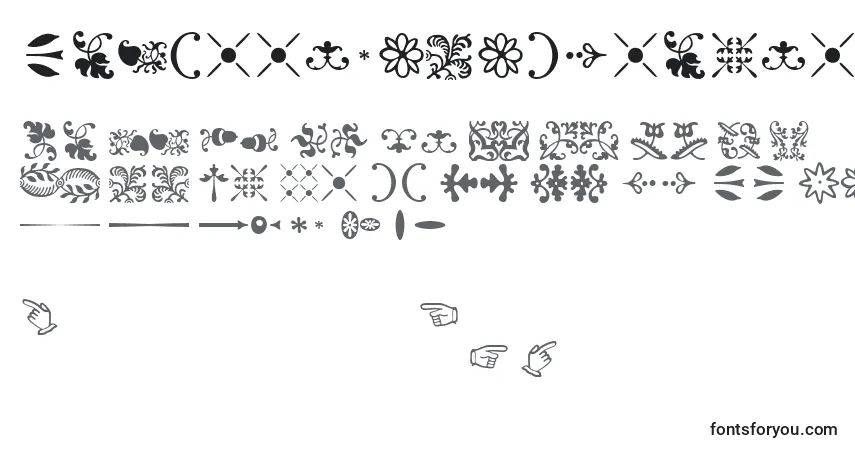 Schriftart SabonnextLtOrnaments – Alphabet, Zahlen, spezielle Symbole