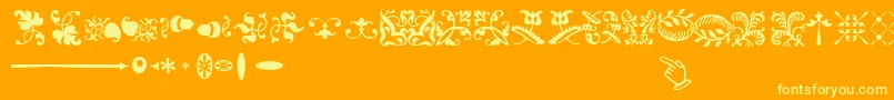 SabonnextLtOrnaments-Schriftart – Gelbe Schriften auf orangefarbenem Hintergrund