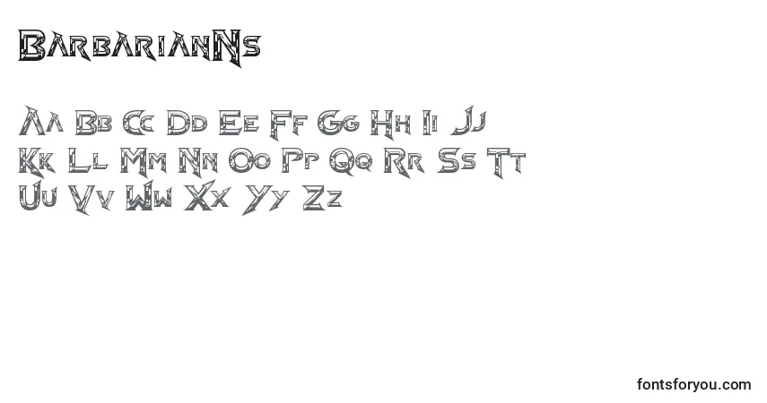 Fuente BarbarianNs - alfabeto, números, caracteres especiales