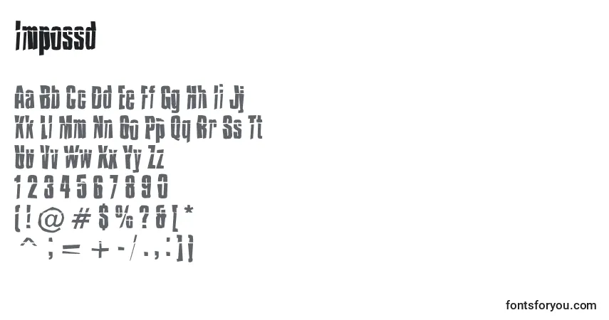 Schriftart Impossd – Alphabet, Zahlen, spezielle Symbole