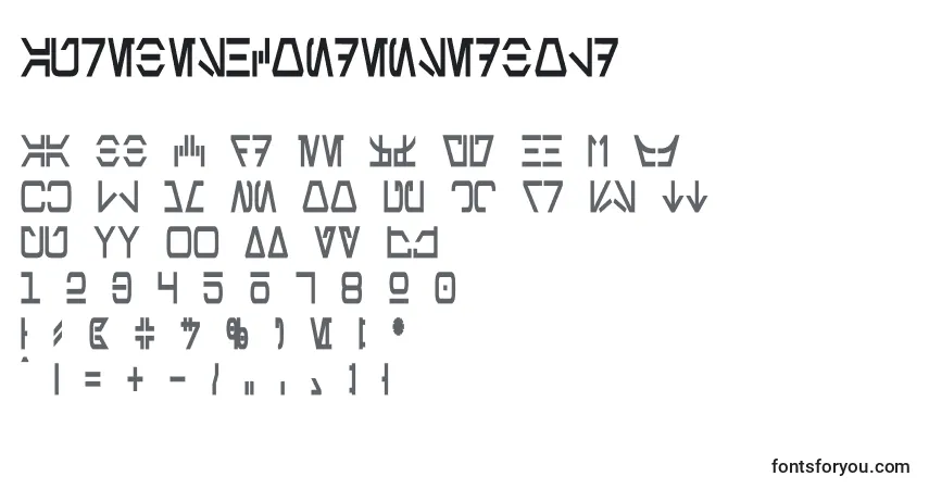 A fonte AurebeshCondensedBold – alfabeto, números, caracteres especiais