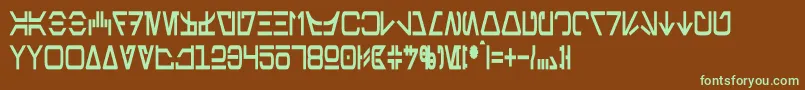 フォントAurebeshCondensedBold – 緑色の文字が茶色の背景にあります。