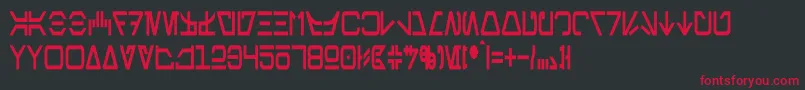 フォントAurebeshCondensedBold – 黒い背景に赤い文字