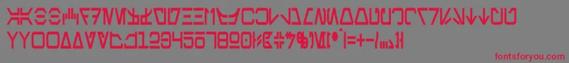 フォントAurebeshCondensedBold – 赤い文字の灰色の背景
