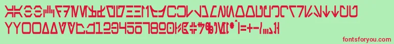 フォントAurebeshCondensedBold – 赤い文字の緑の背景