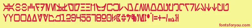 フォントAurebeshCondensedBold – 赤い文字の黄色い背景