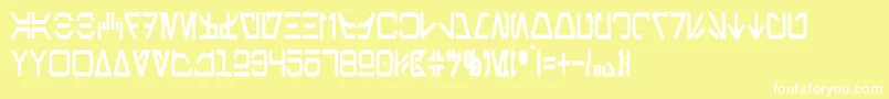 フォントAurebeshCondensedBold – 黄色い背景に白い文字