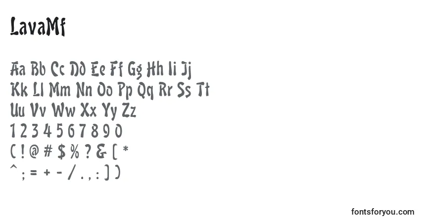 A fonte LavaMf – alfabeto, números, caracteres especiais