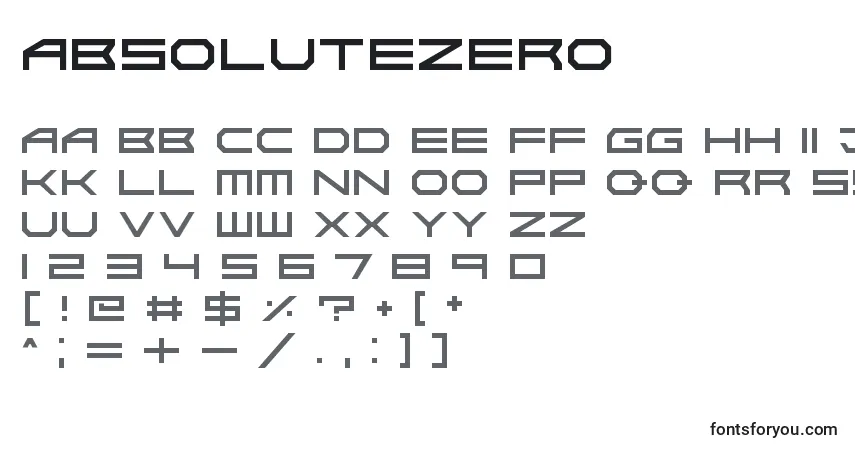 A fonte AbsoluteZero – alfabeto, números, caracteres especiais