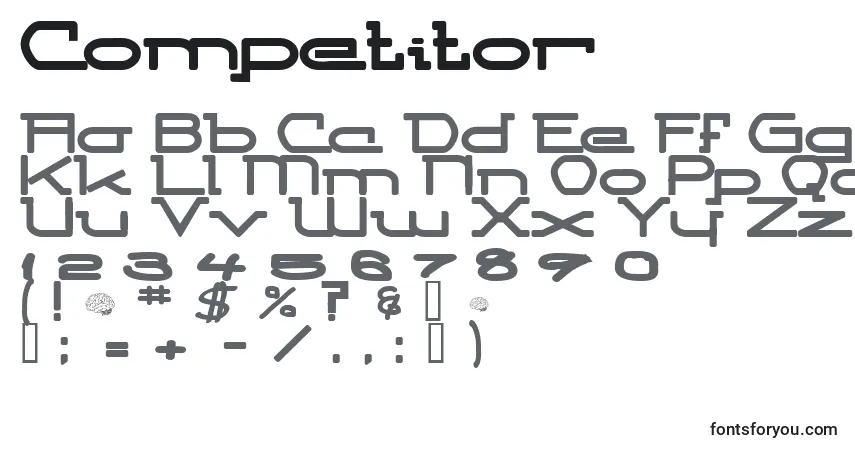 A fonte Competitor – alfabeto, números, caracteres especiais