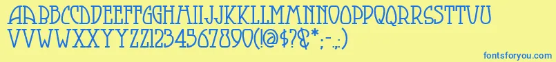 Smorgasbordnf-Schriftart – Blaue Schriften auf gelbem Hintergrund