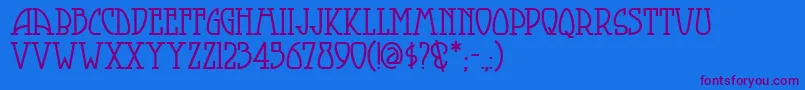 Smorgasbordnf-Schriftart – Violette Schriften auf blauem Hintergrund