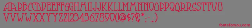 Smorgasbordnf-Schriftart – Rote Schriften auf grauem Hintergrund