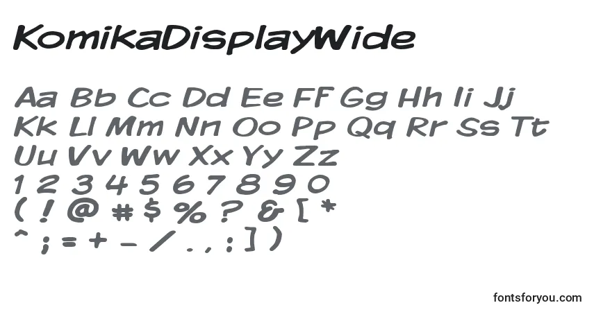 Czcionka KomikaDisplayWide – alfabet, cyfry, specjalne znaki