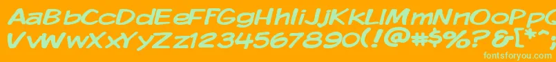 KomikaDisplayWide Font – Green Fonts on Orange Background