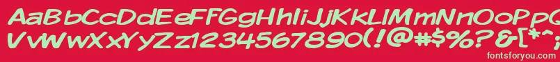 KomikaDisplayWide-Schriftart – Grüne Schriften auf rotem Hintergrund