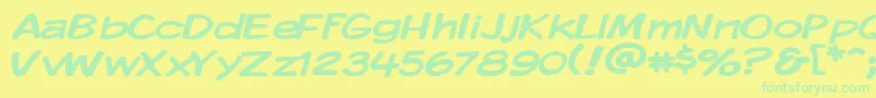 KomikaDisplayWide Font – Green Fonts on Yellow Background