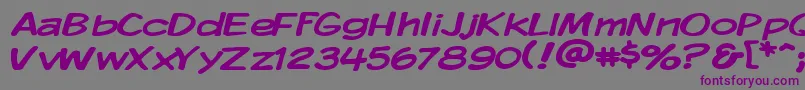 KomikaDisplayWide-Schriftart – Violette Schriften auf grauem Hintergrund