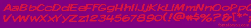 フォントKomikaDisplayWide – 紫の背景に赤い文字