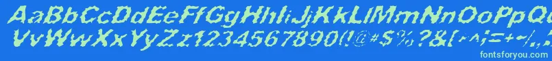 SurfPunxItalic-Schriftart – Grüne Schriften auf blauem Hintergrund