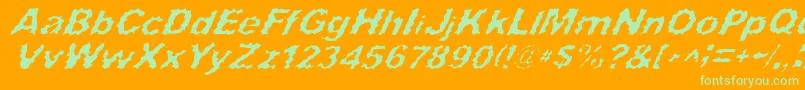 SurfPunxItalic-Schriftart – Grüne Schriften auf orangefarbenem Hintergrund