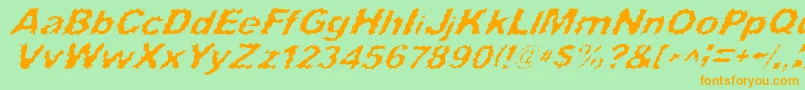 SurfPunxItalic-Schriftart – Orangefarbene Schriften auf grünem Hintergrund