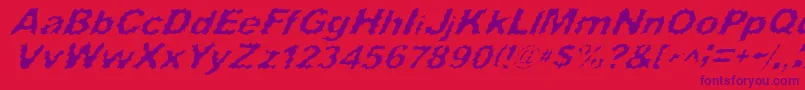 フォントSurfPunxItalic – 赤い背景に紫のフォント