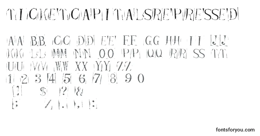 Шрифт TicketCapitalsrepressed – алфавит, цифры, специальные символы