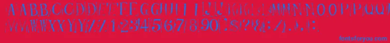 TicketCapitalsrepressed-Schriftart – Blaue Schriften auf rotem Hintergrund